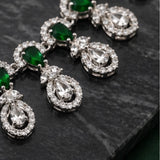 Green brass silver plated necklace set for women, featuring elegant design and timeless style for everyday wear