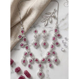 Red brass silver plated necklace set for women, elegant accessory for special occasions