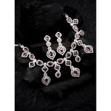 Red brass silver plated necklace set for women, elegant jewelry accessory