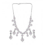 Women's pink brass silver-plated necklace set on display, elegant jewelry accessory for special occasions