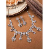 Pink brass silver plated necklace set for women, elegant jewelry accessory