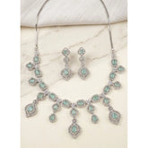 Women's Brass Silver Plated Necklace set (Turquoise)