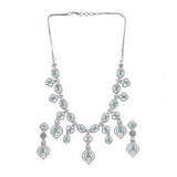 Turquoise brass silver-plated necklace set for women, elegant jewelry accessory