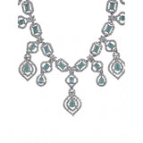 Turquoise brass silver plated necklace set for women, stylish jewelry accessory on display