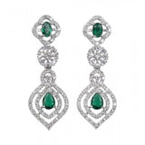 Green brass silver plated necklace set for women, elegant accessory on display stand