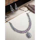 Pink brass silver plated necklace set for women, elegant accessories for special occasions