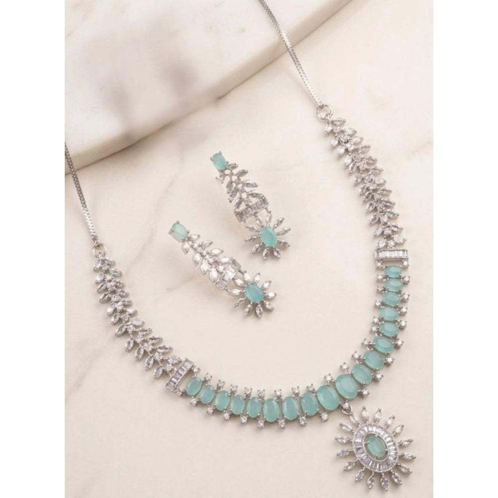 Brass silver plated turquoise necklace set for women - fine accessory with delicate details, store carefully to maintain luster