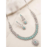 Brass silver plated turquoise necklace set for women - fine accessory with delicate details, store carefully to maintain luster