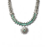 Turquoise brass silver-plated women's necklace set, stylish accessory for special occasions