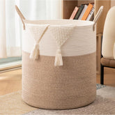 Cotton Kidi-White laundry basket (12x14 inches), multi-purpose organizer for bathroom, living room, & kitchen, without lid