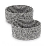 Cotton 8x3 Inch Kidi Round 2 Set Bedside Organizer With Out Lid (Black)