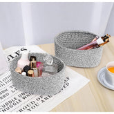 Black cotton bedside organizer set (2 pieces), multi-purpose storage baskets for bathroom, living room & kitchen use, without lid
