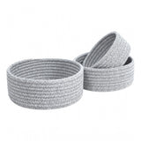 Cotton 8x3 Inch Kidi Round 3 Set Bedside Organizer With Out Lid (Gray)