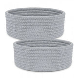 Cotton 8x3 Inch Round 2 Set Bedside Organizer With Out Lid (Gray)
