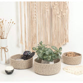 Cotton 8x3 inch Kidi round storage baskets set (no lid), multi-purpose organizer for living room, kitchen, or kids' toys