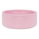 Pink cotton round bedside organizer (1 pc), multi-purpose storage basket for bathroom, living room, & kitchen use, without lid