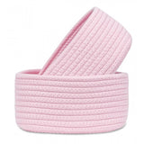 Cotton 8x3 Inch Round 2 Set Bedside Organizer With Out Lid (Pink)