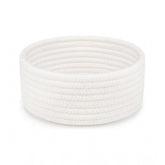 White cotton bedside organizer (8x3 inch round, 1 pcs, no lid), versatile storage solution for bathroom, living room & kitchen, kids toys, or clothes organizer