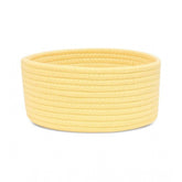 Yellow cotton storage basket (8x3 inch round), no lid - multi-purpose organizer for living room, kitchen, bathroom & kids toys