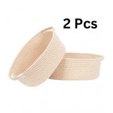 Beige cotton oval storage baskets (2pcs 10x7x4in), versatile for bathroom, living room, kitchen, kids toys & clothes organization