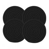 Cotton Pack Of_2 Rope Drink Coasters 4 Pcs Set (Black)
