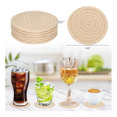 Cream cotton rope drink coaster set, 6 pcs multipurpose for tea & coffee, stylish mats for cups & mugs