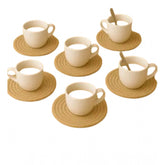 Beige cotton rope drink coasters set, 6 pcs multipurpose for tea and coffee cups & mugs