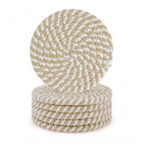 Cotton Rope Drink Coasters 6 Pcs Set (Beige-White)