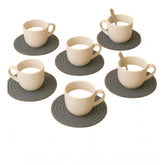 Gray cotton rope drink coasters set, multipurpose for tea and coffee cups and mugs
