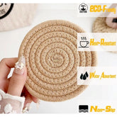 Multicolor cotton rope drink coaster set, multipurpose for tea & coffee, stylish drink mats on table