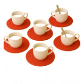 Red cotton rope drink coasters set, multipurpose for tea and coffee, stylish mats without lids