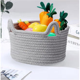 Grey cotton multi-purpose cat basket, 8x4 inch for clothes storage