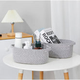 Grey cotton 10x7x4 inch oval storage baskets for multi-purpose use (clothes, bathroom, kitchen)