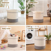 Grey-White cotton laundry basket, multi-purpose storage solution for clothes, bathroom, living room, kitchen organizer, also suitable as a kids toy basket