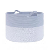 Blue-White cotton laundry basket (16x14 inches), multi-purpose organizer for bathroom, living room, kitchen, or kids toys