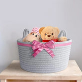 Grey cotton cat basket, multipurpose storage organizer for wedding packaging