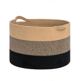 Multicolor cotton laundry baskets (16x14 inches), no lid, versatile for bathroom, living room, kitchen, and kids' toys organization