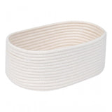 Cotton Oval 10x7x5 Inch Bedside Organizer With Out Lid (White)