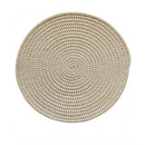 Cotton Dining Table Round Placemat Mats Set of 4 (Beige-White)