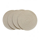 Beige-white cotton dining table round placemats set of 4 - multipurpose for everyday use