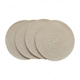 Cotton Dining Table Round Placemat Mats Set of 4 (Beige-White)