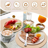 Cream cotton dining table round placemat set of 4 - multipurpose, durable tableware for home decor