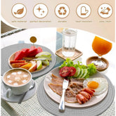 Grey cotton dining table round placemat set of 4 for multipurpose use