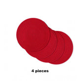 Red cotton dining table round placemat set of 4 for multipurpose use