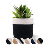 White-Black cotton flower pot without lid - versatile storage solution for bathroom, living room, kitchen, or kid's toys