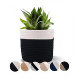 Cotton Flower Pot With Out Lid (White-Black)