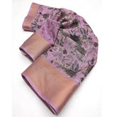 Pink cotton silk printed saree with unstitched blouse (5.5Mtr), color: pink, intricate pattern design
