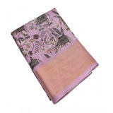 Pink cotton silk printed saree with unstitched blouse, vibrant design for women's traditional wear