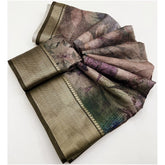 Multicolor printed cotton silk saree with unstitched blouse (5.5mtr), women's traditional Indian wear on mannequin