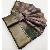 Multicolor printed cotton silk saree with unstitched blouse (5.5mtr), women's traditional Indian wear on mannequin